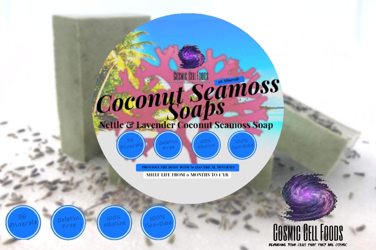 Coconut Seamoss Soaps - “Nettle & Lavender” - Purple Seamoss - Coconut Milk - LYE FREE - 92 Minerals - The Cosmic Chef